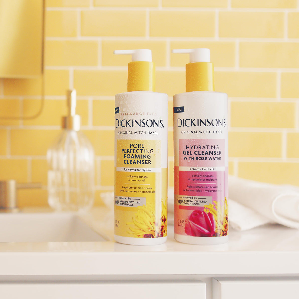 Dickinson's before and after hydration visual showing improved skin plumpness benefit