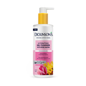 Dickinson's front packaging showing 12 fl oz hydrating gel cleanser and brand clarity