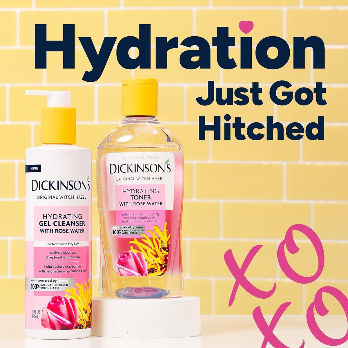 Dickinson's witch hazel botanicals and rose water ingredients highlighting natural purity benefit