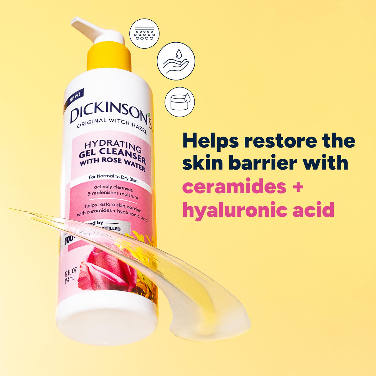 Dickinson's pump dispensing cleanser demonstrating easy, controlled application benefit