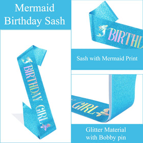 Didder glitter sash flat lay with mermaid print, enhances birthday photos