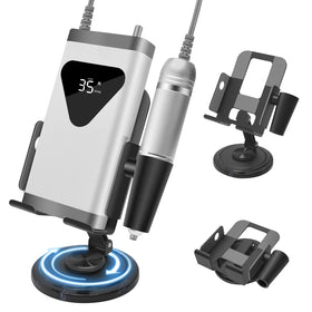 Diesisa front view of nail drill holder showing stable carbon steel frame and organized desk