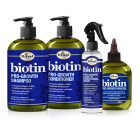 Difeel front packaging showing the four-piece biotin hair system for complete routine