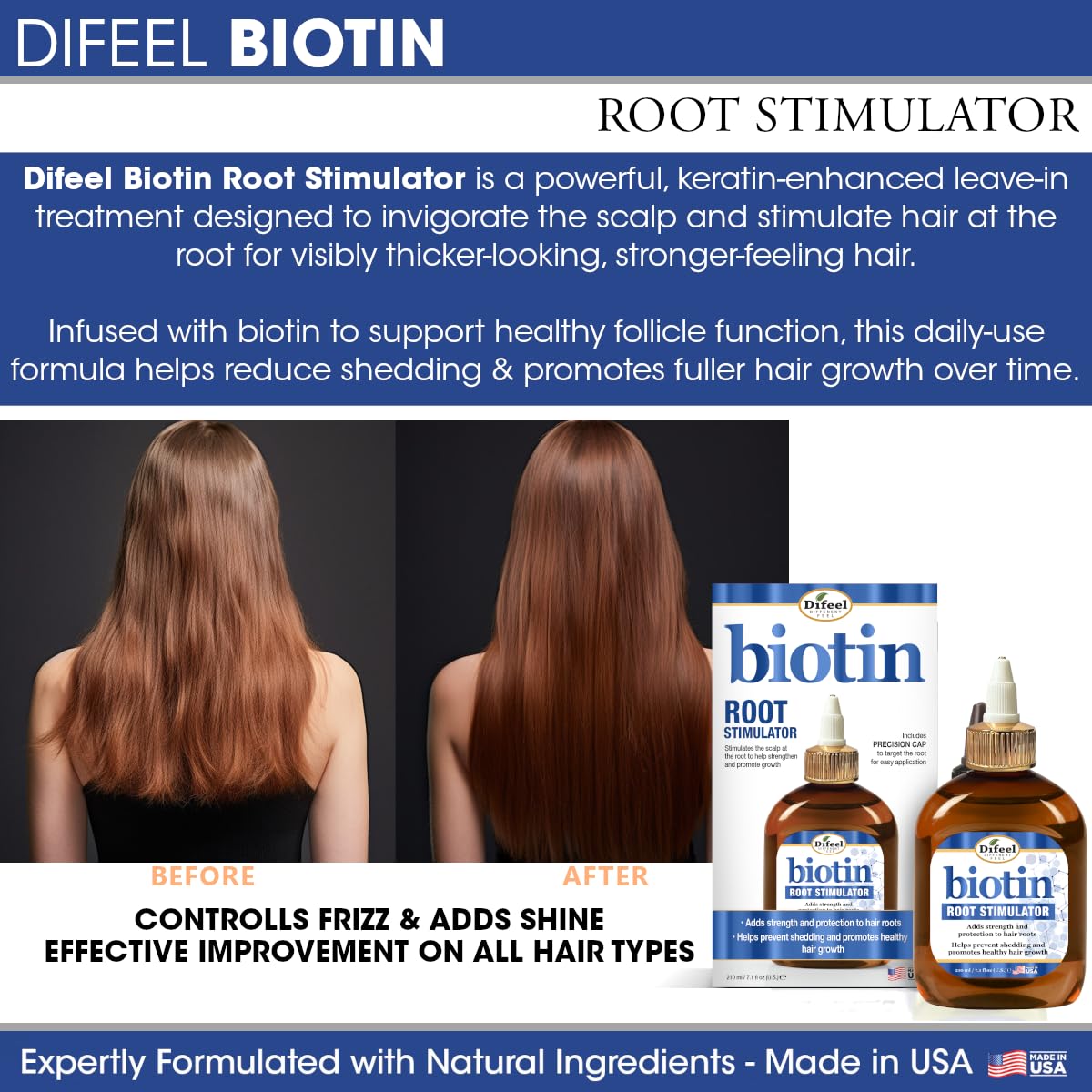 Applying Difeel to scalp at roots for targeted strengthening