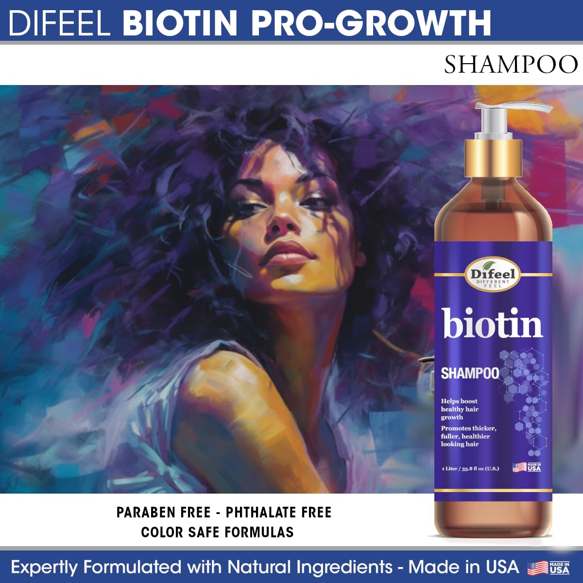 Difeel shampoo used on color-treated hair showing gentle color-safe care