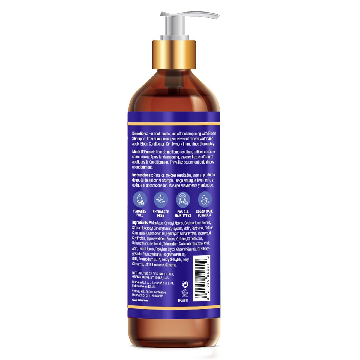 Difeel conditioner ingredient close-up highlighting biotin benefit