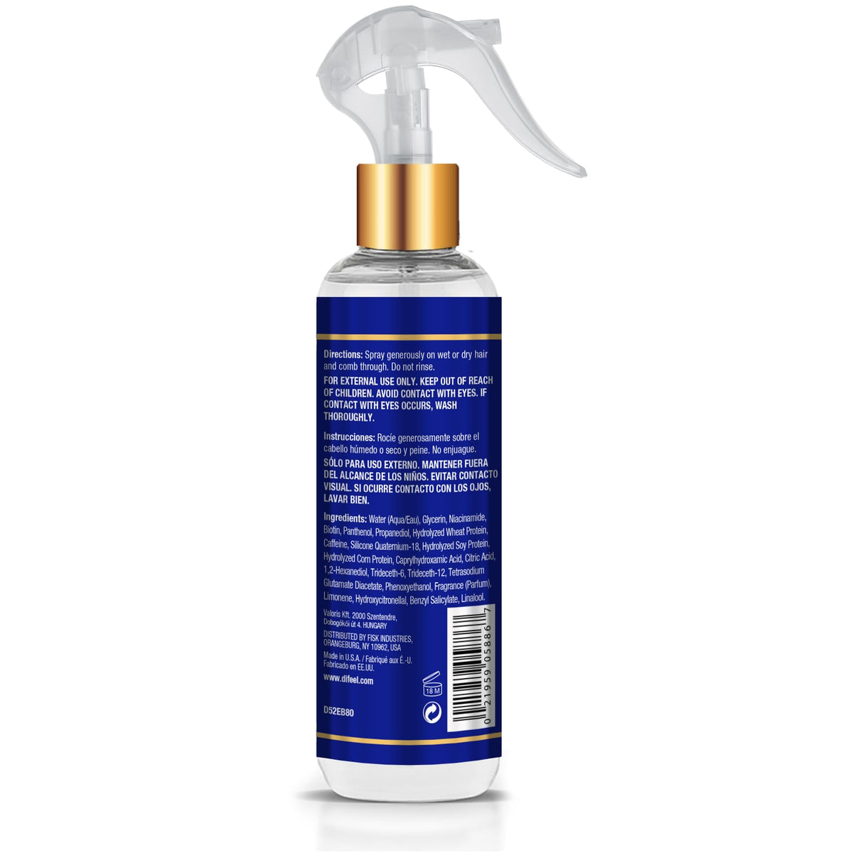 Close-up of Difeel spray nozzle demonstrating even mist and convenient pump action