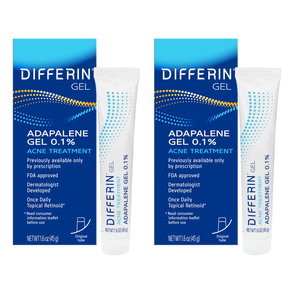 Differin front packaging showing both 15g tubes and dosage information for clarity
