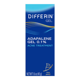 Differin front packaging 45g pump showing product and brand benefits