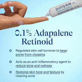Differin gel absorbing into skin to illustrate non-greasy finish benefit