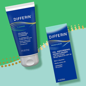 Differin on bathroom counter as part of a daily skincare routine benefit