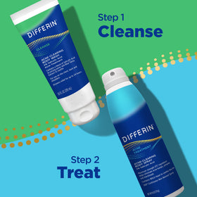 Differin bottle beside gym bag, convenient for post-workout use