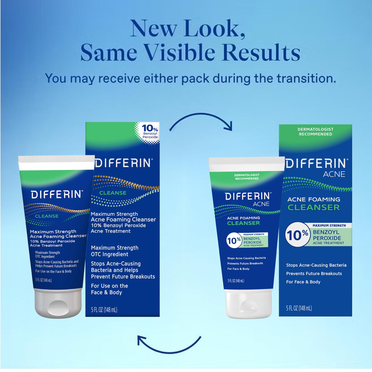 Differin cleanser being dispensed showing cream-to-foam texture and control
