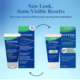 Differin cleanser being dispensed showing cream-to-foam texture and control