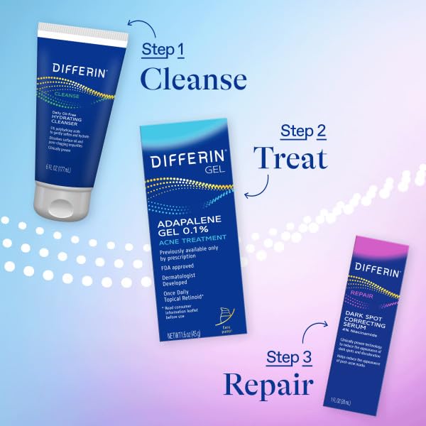 Differin serum layered under makeup showing compatibility and smooth finish