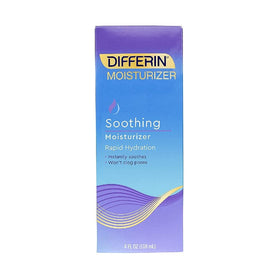 Differin front packaging showing 4 oz tube and calming hydration benefit