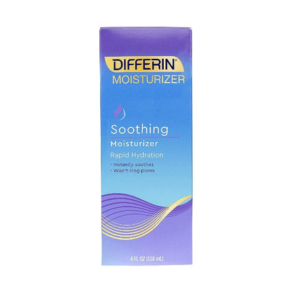 Differin front packaging showing 4 oz tube and calming hydration benefit