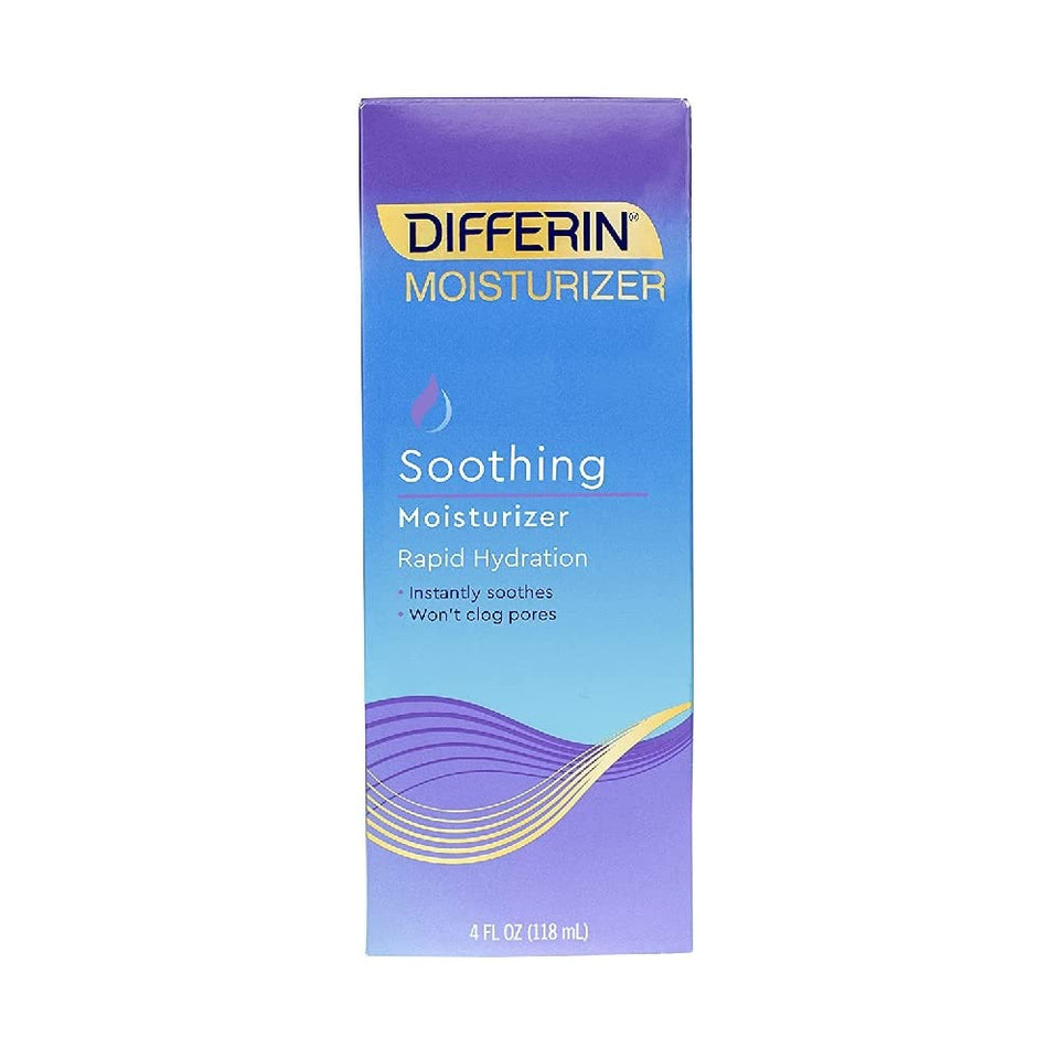 Differin front packaging showing 4 oz tube and calming hydration benefit