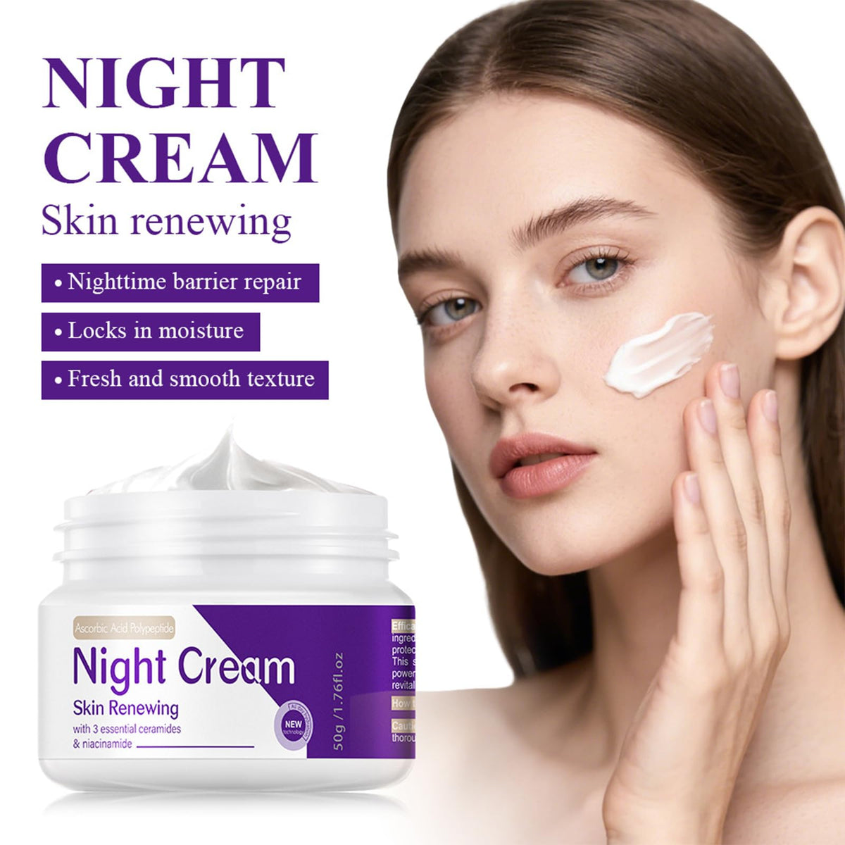 DIKAYI cream texture close-up illustrating lightweight, fast-absorbing hydration