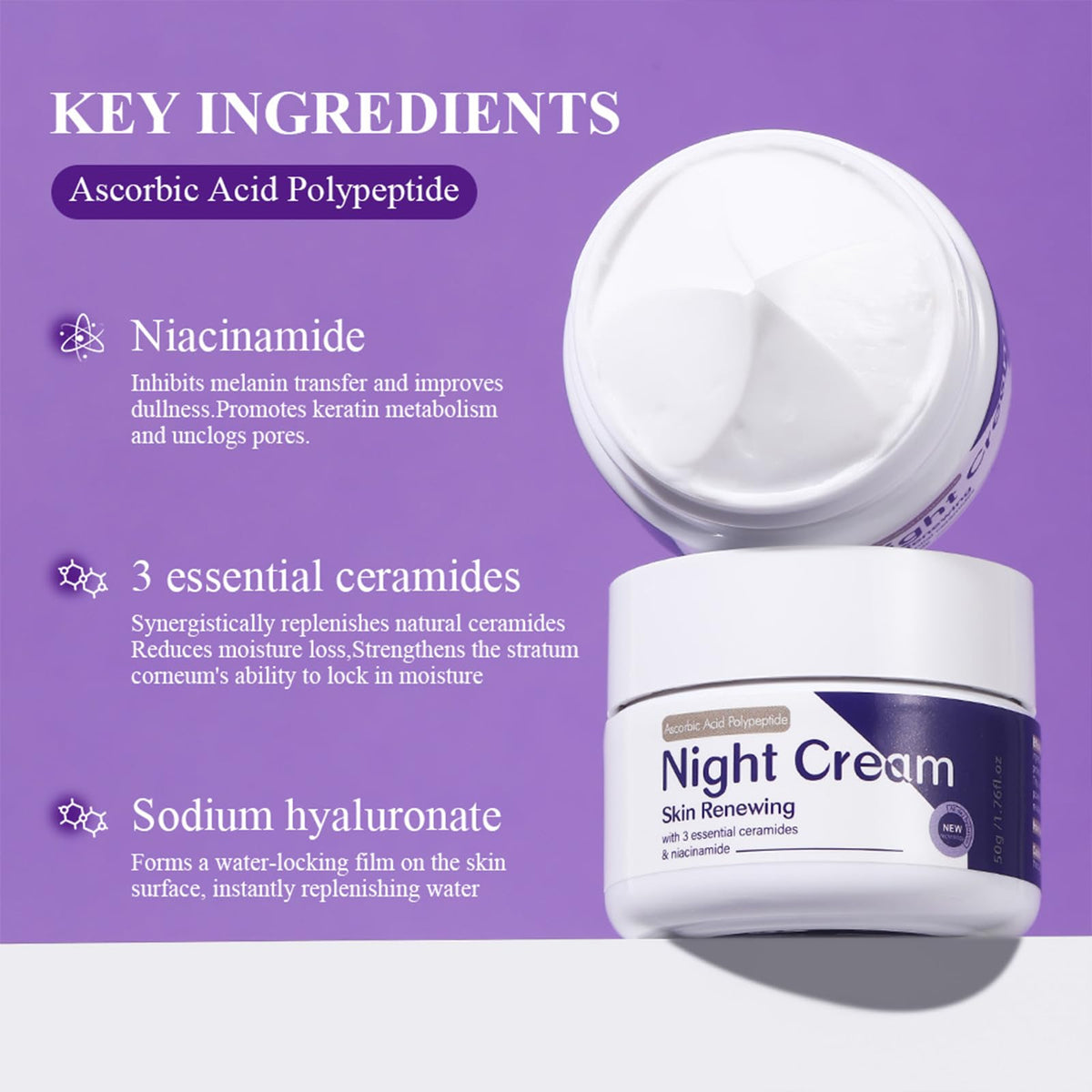 DIKAYI ingredients visual with peptides and hyaluronic acid highlighting repair benefits
