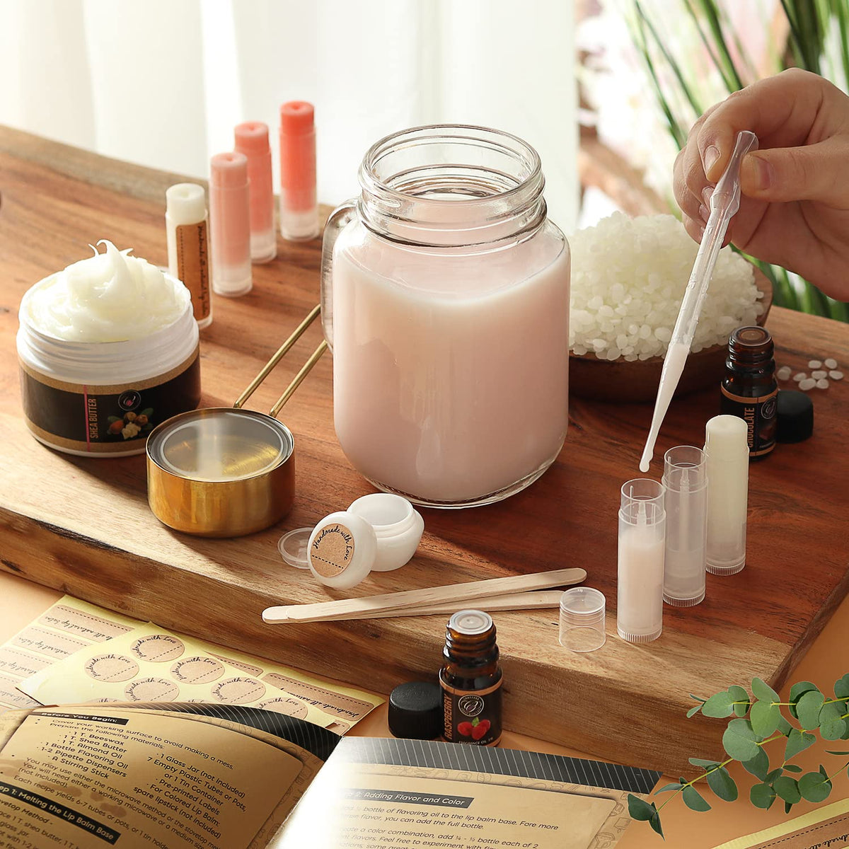 DilaBee pouring warm balm into tube demonstrating easy heat-and-pour