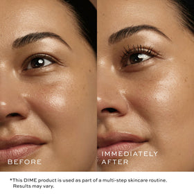 DIME before and after lashes showing fuller, longer results instantly