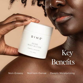 DIME close-up of whipped butter texture, emphasizes creamy moisturization