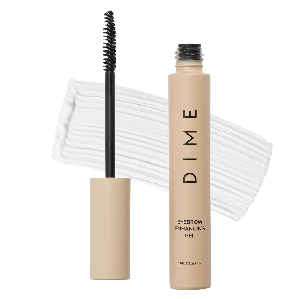 DIME front packaging showing clean clear brow gel, easy styling benefit