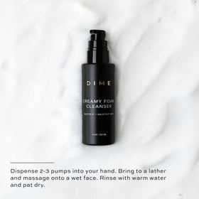 DIME model applying cleanser demonstrating gentle, balanced wash