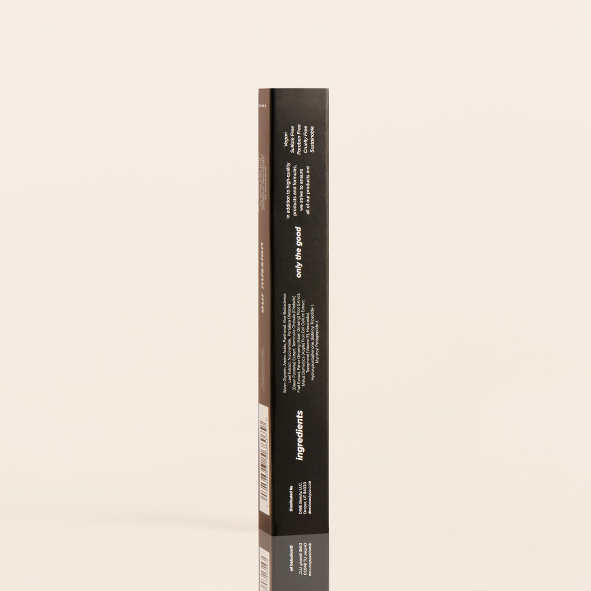 DIME sustainable box and bottle, emphasizing eco-friendly packaging