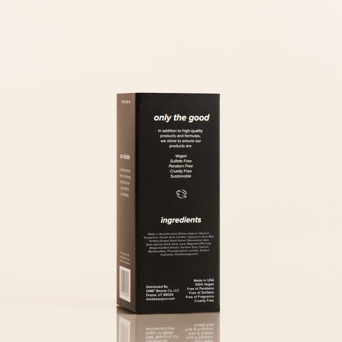 DIME sustainable packaging detail emphasizing eco-conscious benefit