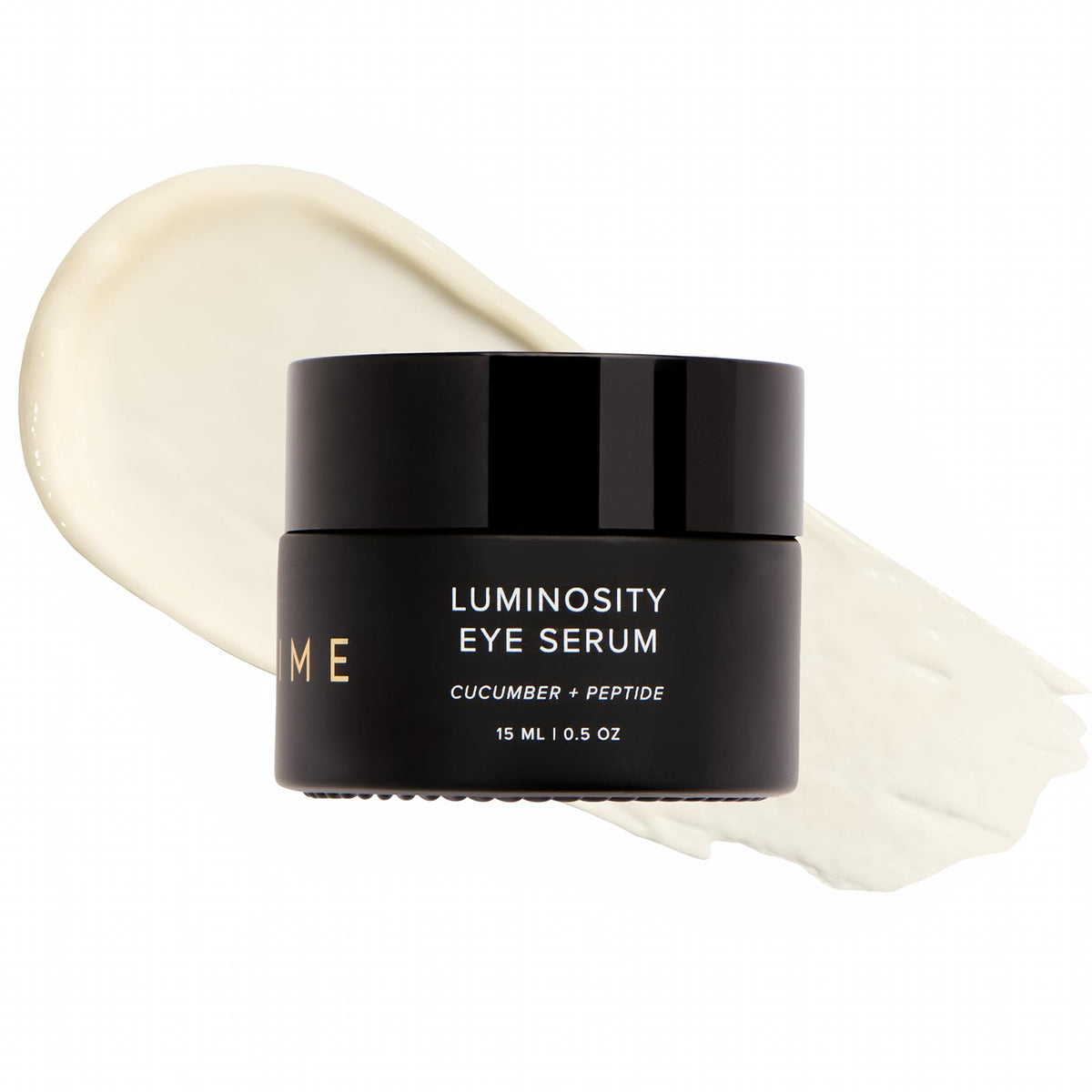 DIME bottle front view showing compact eye serum and brightening promise