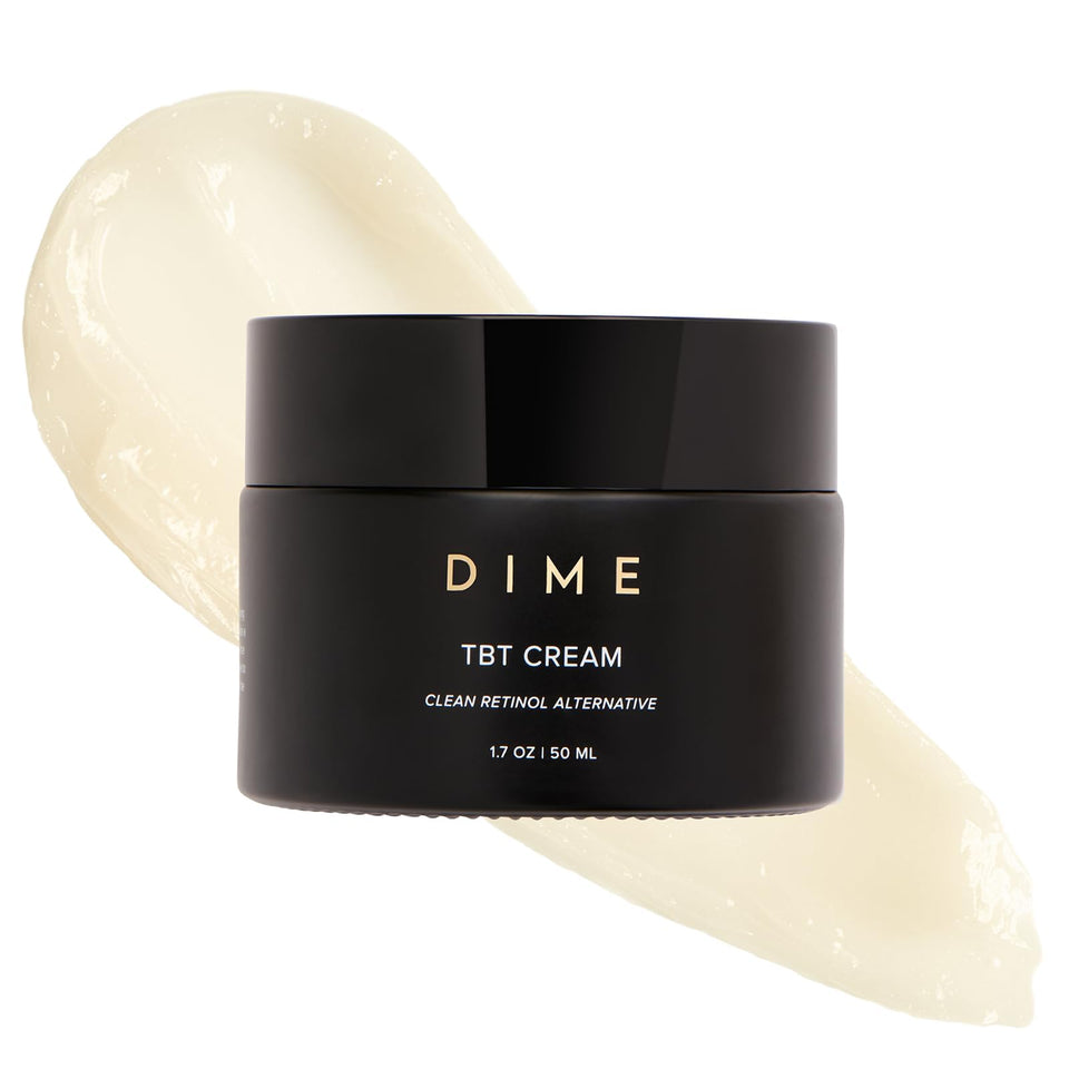 DIME TBT Cream jar front view showing clean design and anti-wrinkle benefit