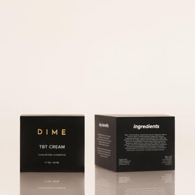 DIME TBT Cream sustainable packaging shot emphasizing eco-friendly materials
