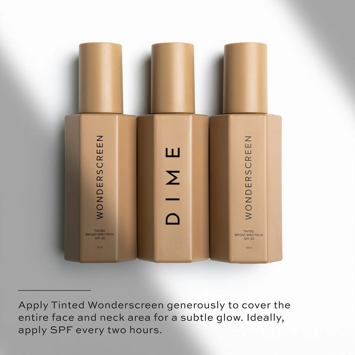DIME side-by-side under makeup demonstrating smoothing, soft-focus finish