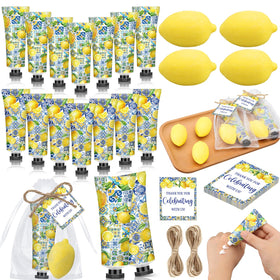 Dimsile front packaging showing 25 Capri lemon favor sets, great for themed presentation