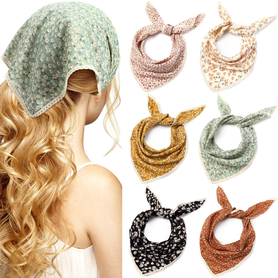 Dingion front packaging showing six floral bandanas and color variety