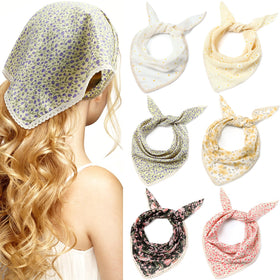 Dingion front view of six floral bandanas showcasing variety and style