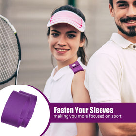 Dingion sleeve holder in use by softball player, keeps sleeves clear