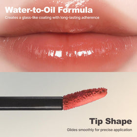 DINTO lip swatch on model highlighting muted lavender-beige effect
