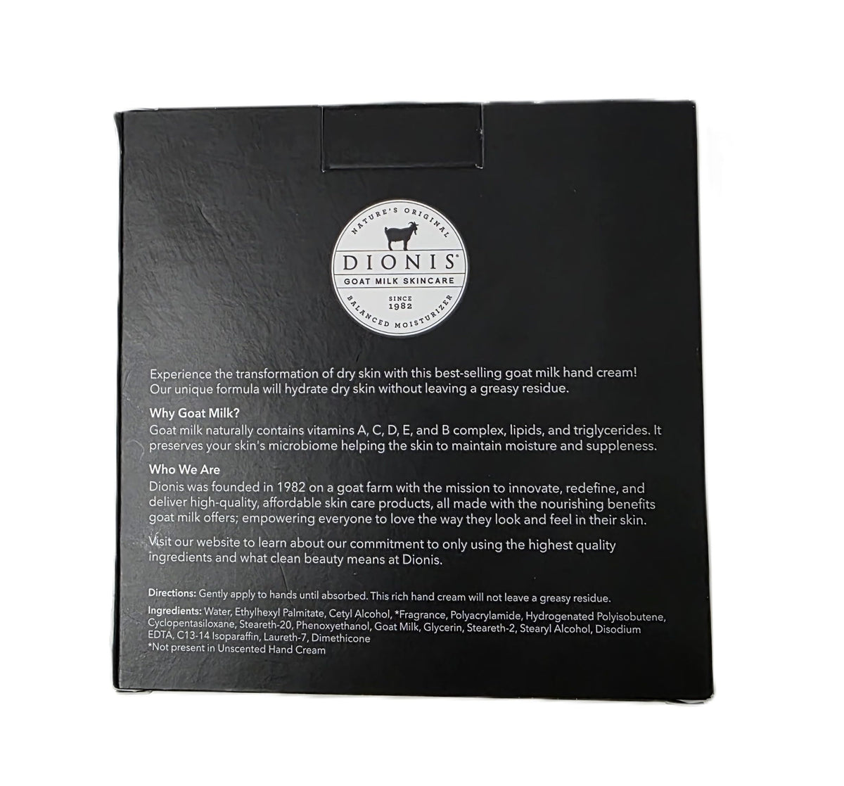 Dionis close-up of cream texture demonstrating quick absorbency and softening benefit
