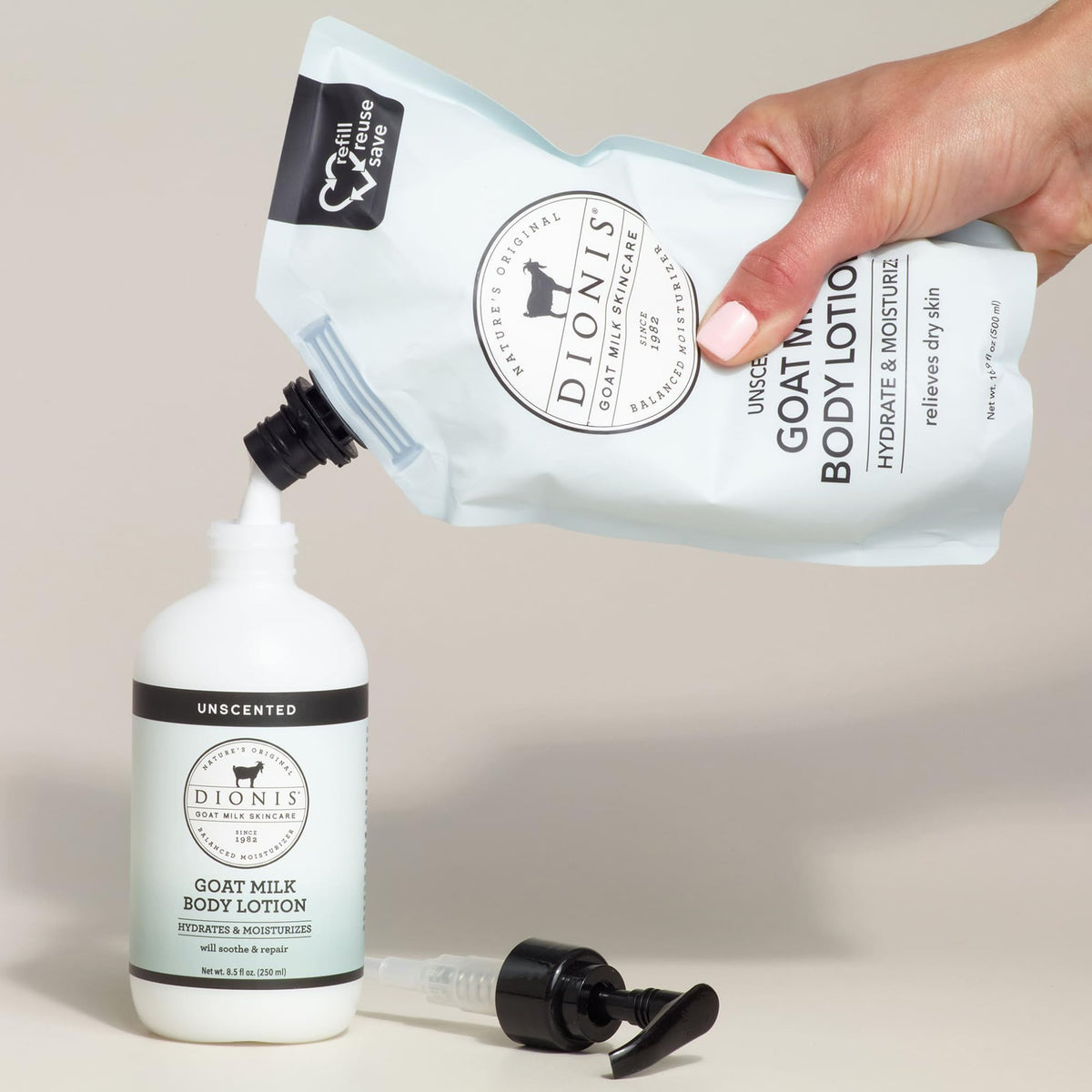 Dionis lotion texture close-up showing fast absorption feel