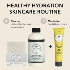 Dionis Crisp Pear on bathroom vanity in lifestyle scene suggesting daily self-care routine