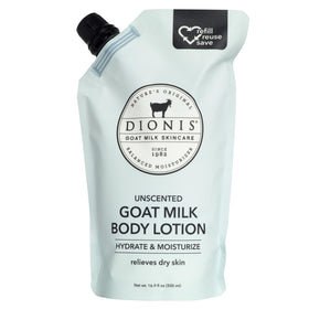 Dionis refill pouch front view showing brand and unscented benefit