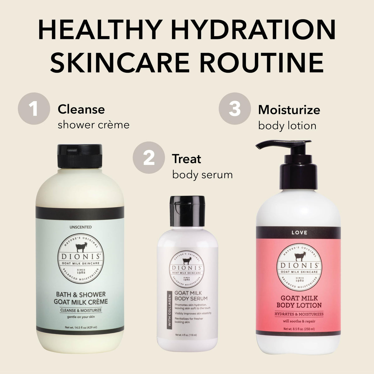 Dionis bottle on bathroom shelf suggesting daily routine convenience