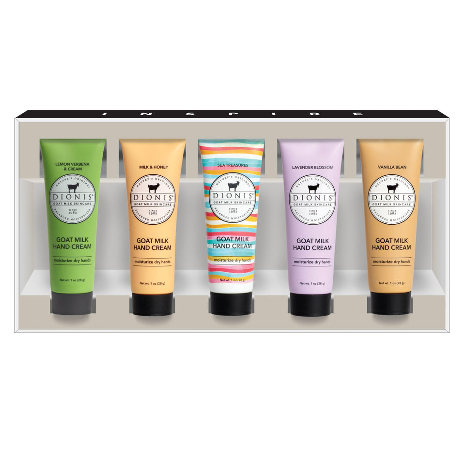 Dionis five-tube gift pack displayed, compact travel hydration