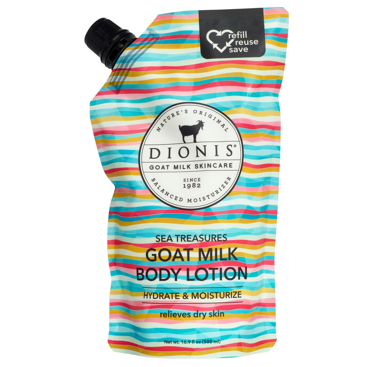 Dionis front packaging of Sea Treasures refill pouch showing brand and size for easy identification