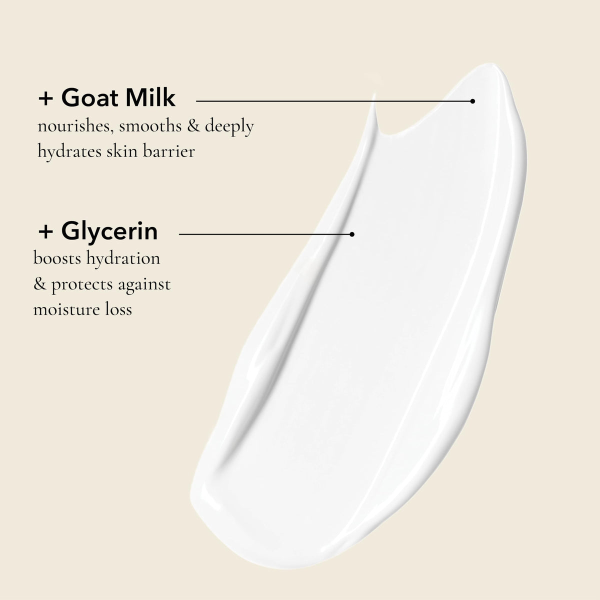 Dionis creamy lotion texture close-up illustrating quick absorption benefit
