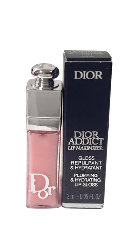 Dior Addict lip maximizer mini front view showing compact packaging and elegant brand look