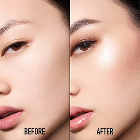Dior palette in use on model applying rose gold highlight for radiant finish